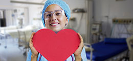 Nurse with heart cut out