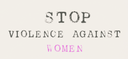 A Text graphic reading "Stop Violence against Women"